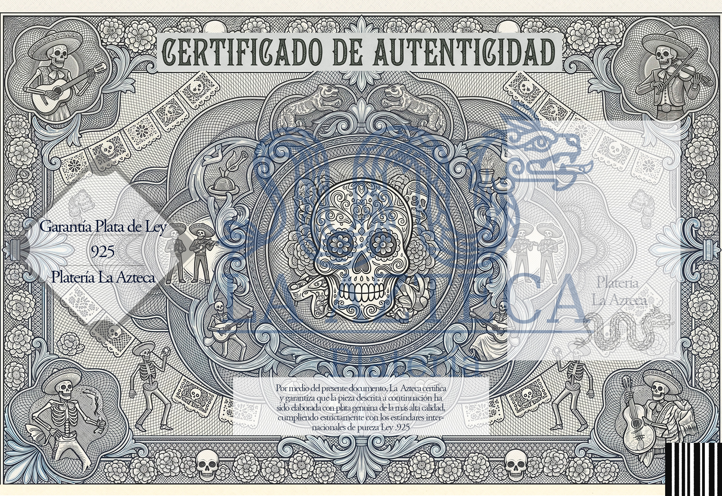 Certificado de Autenticidad Día de Muertos — Platería Mexicana .925