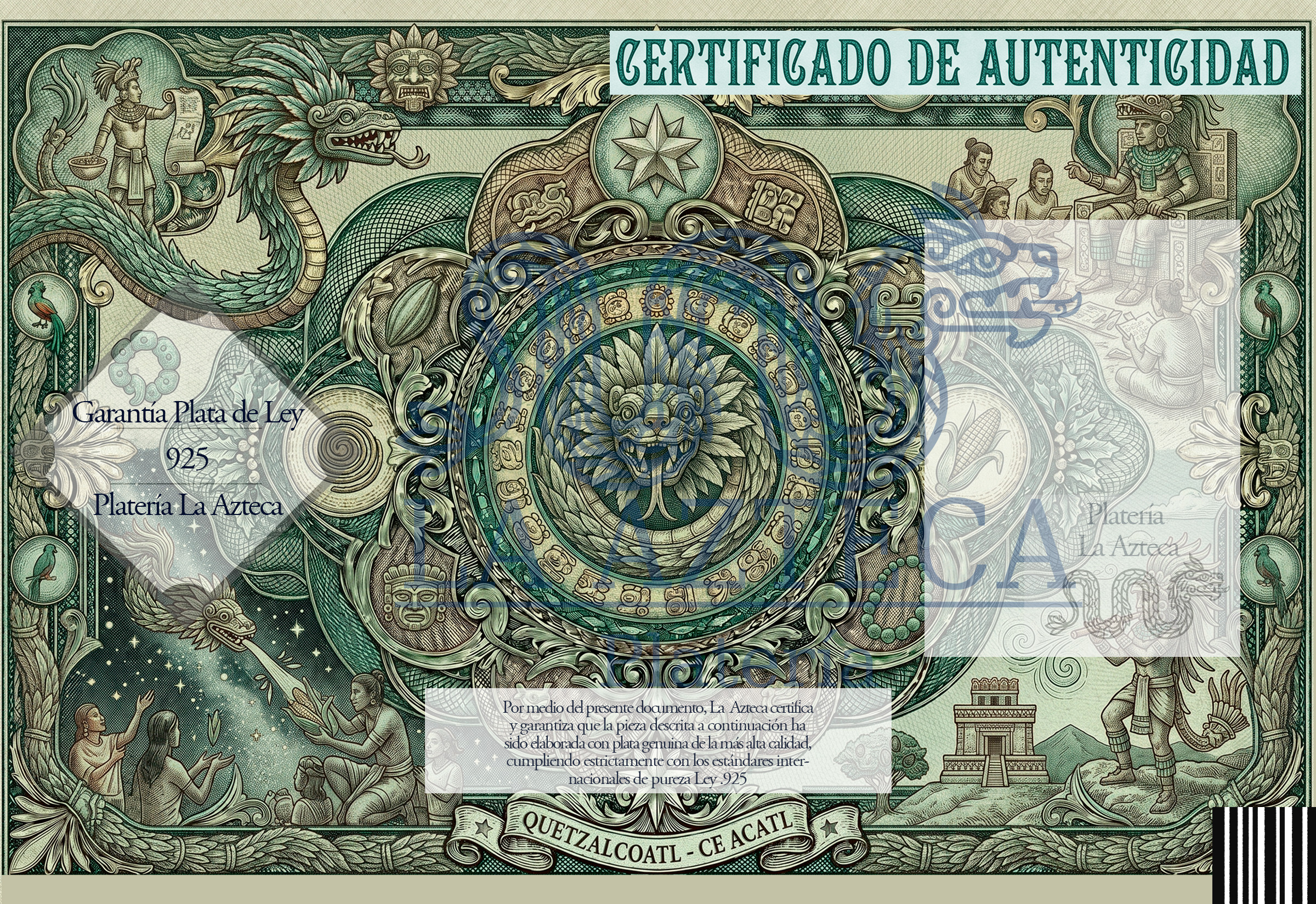 Certificado de Autenticidad Maya — Platería Mexicana .925