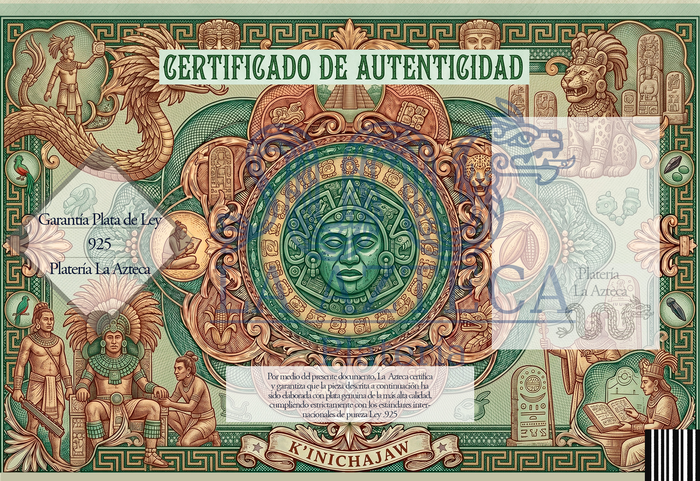 Certificado de Autenticidad Maya II — Platería Mexicana .925