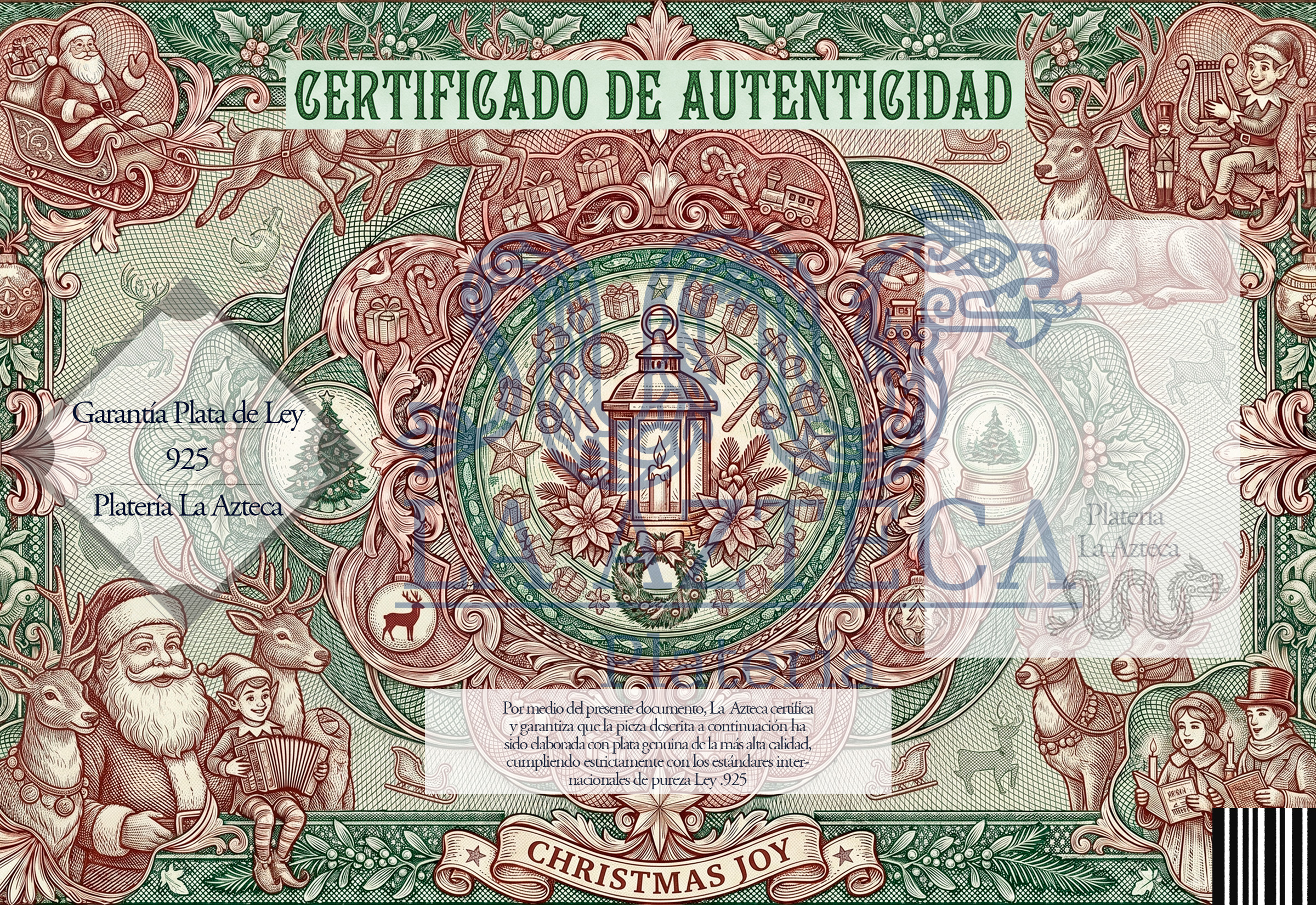 Certificado de Autenticidad Navidad — Platería Mexicana .925